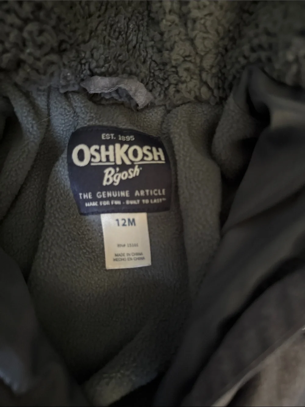 OshKosh B'gosh Gray Quilted Baby Hooded Snowsuit with Ear Accents